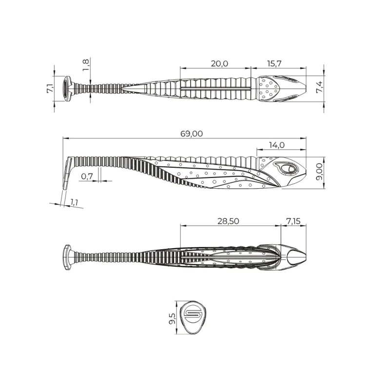 Силиконова примамка SPRO Scent Insta Shad 2.8g 6.5cm
