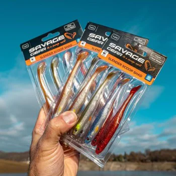 Силиконовa примамкa SAVAGE GEAR Slender Scoop Shad 9cm 4g Clear Water Mix 4pcs