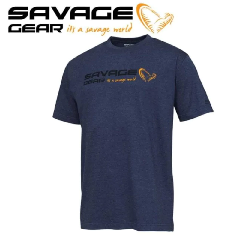 Тениска SAVAGE GEAR Signature Logo T-Shirt - Blue Melange