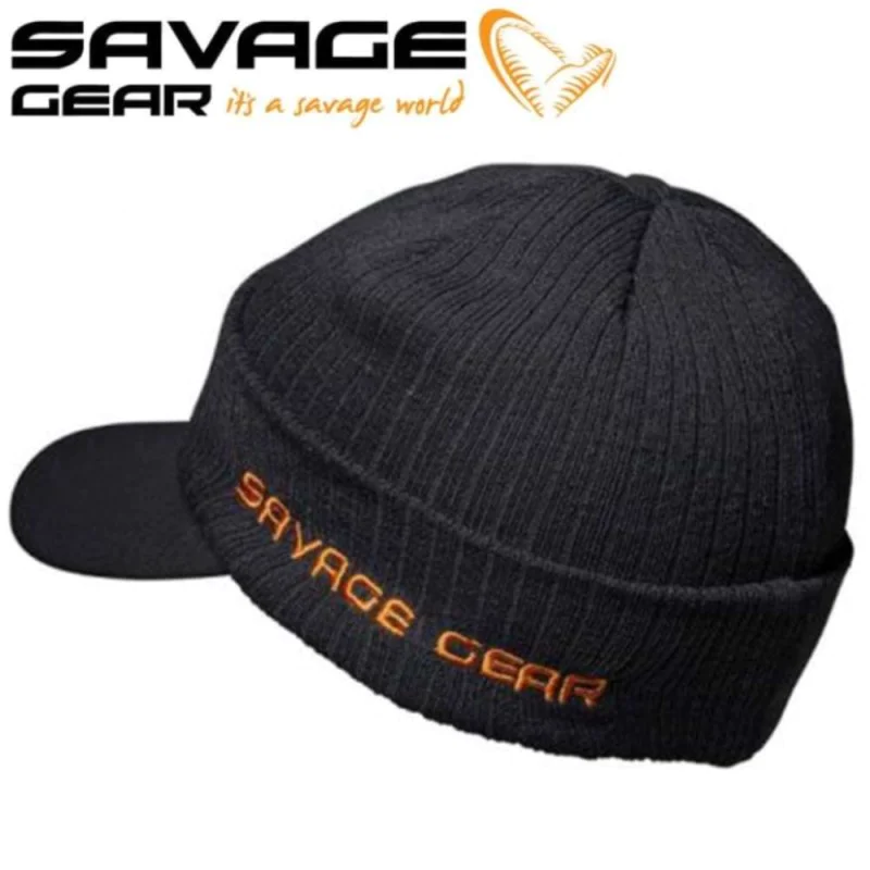 Зимна шапка с козирка SAVAGE GEAR Peak Beanie One Size - Rock Grey