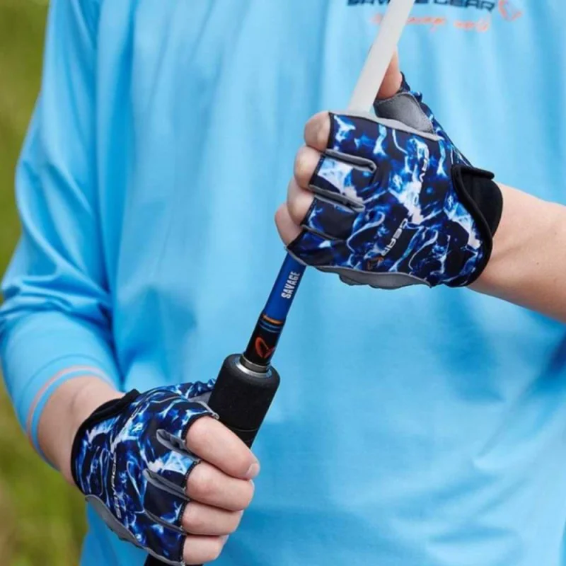UV Ръкавици SAVAGE GEAR Marine Half Glove - Sea Blue