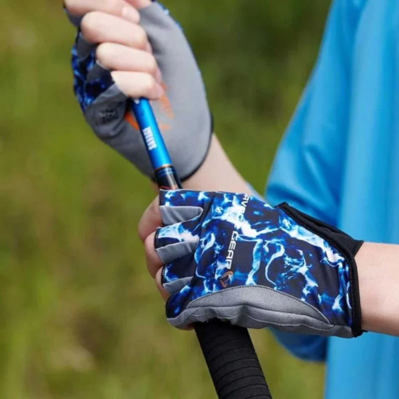 UV Ръкавици SAVAGE GEAR Marine Half Glove - Sea Blue