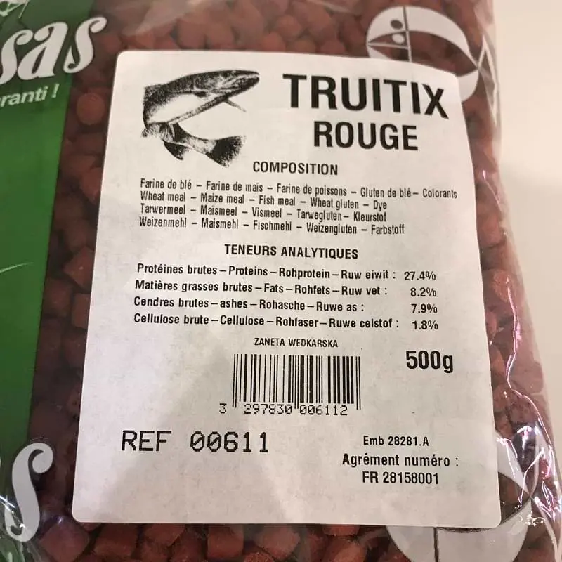 Пелети за пъстърва SENSAS Truitix Rouge 500g