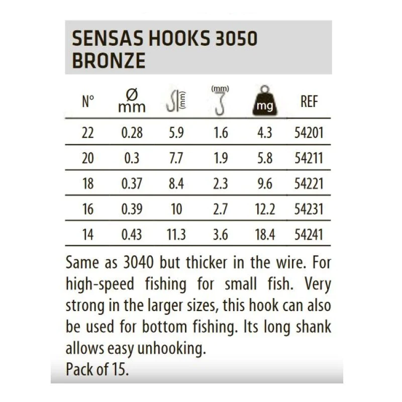 Куки единични SENSAS Hooks 3050 BZ
