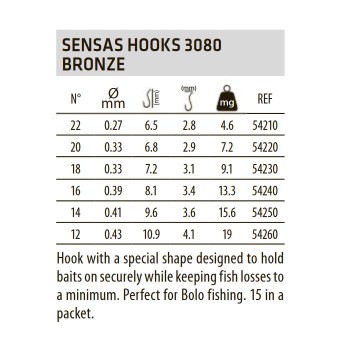 Куки единични SENSAS Hooks 3080 BZ