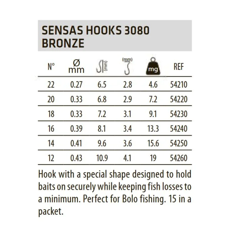 Куки единични SENSAS Hooks 3080 BZ