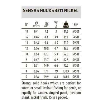 Куки единични SENSAS Hooks 3311 NI