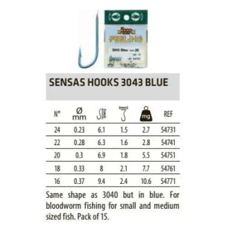 Куки единични SENSAS Hooks 3043 Blue