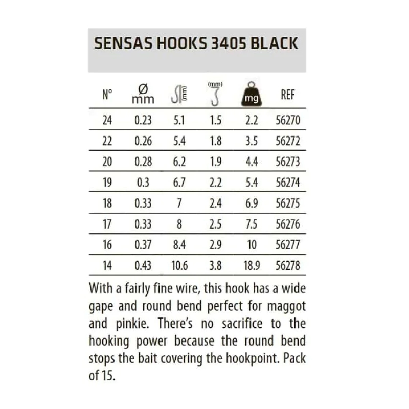 Куки единични SENSAS Hooks 3405 Black