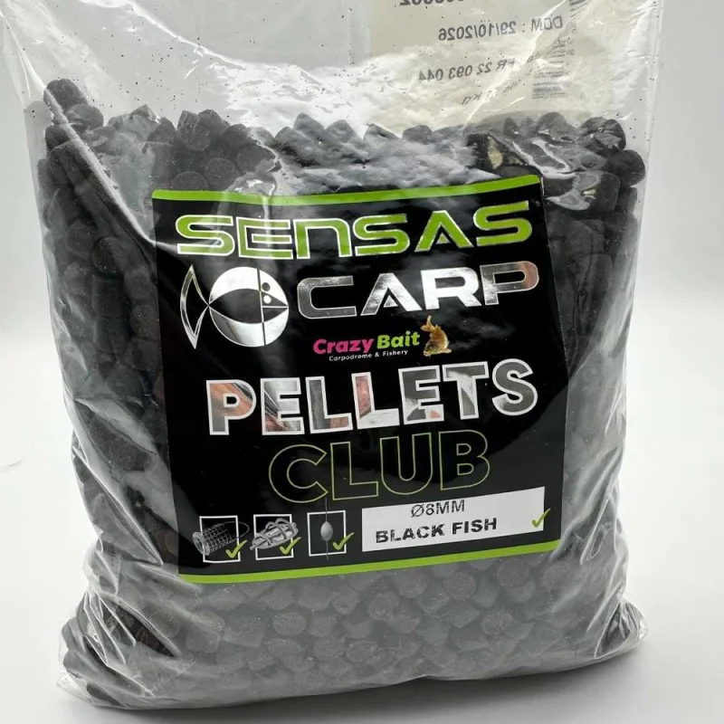 Пелети за хранене SENSAS Pellet Club Black Fish 8mm 1kg