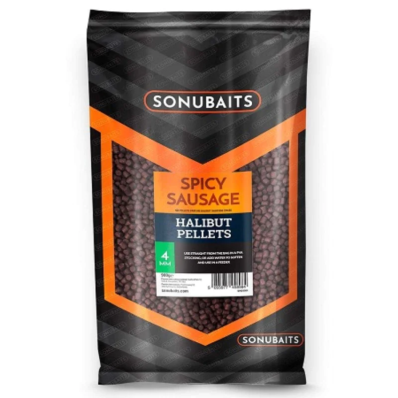 Пелети за хранене SONUBAITS Spicy Sausage Halibut Pellets