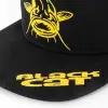 BLACK CAT Black Flat Peak Cap