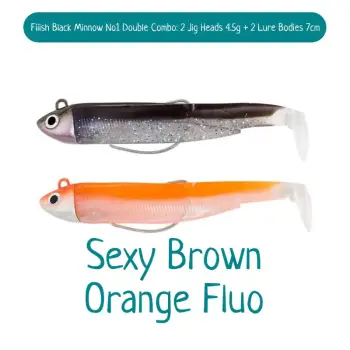 FIIISH Black Minnow No1 Double Combo 2 Jig Heads 4.5g - 2 Lure Bodies 7cm