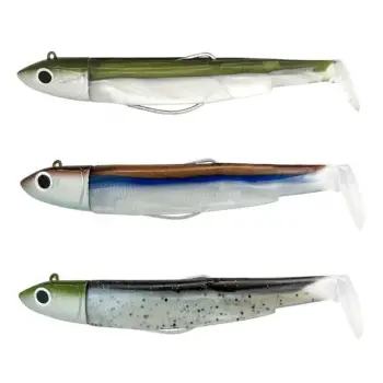 FIIISH Black Minnow No3 Maxi Combo Jig Head 3-25g - 3 Lure Bodies 12cm