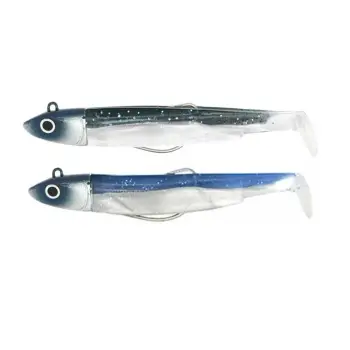 FIIISH Black Minnow No2 Double Combo 2 Jig Heads 10g - 2 Lure Bodies 9cm