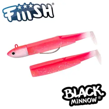 FIIISH Black Minnow No4 Combo Jig Head 60g - 2 Lure Bodies 14cm