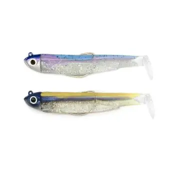 FIIISH Black Minnow No2 Double Combo 2 Jig Heads 5g - 2 Lure Bodies 9cm