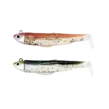 FIIISH Black Minnow No2 Double Combo 2 Jig Heads 8g - 2 Lure Bodies 9cm