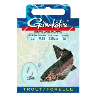 GAMAKATSU Trout LS-2210 Red Hooks to Nylon 120cm
