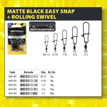 SPRO Matte Black Easy Snap Rolling Swivel