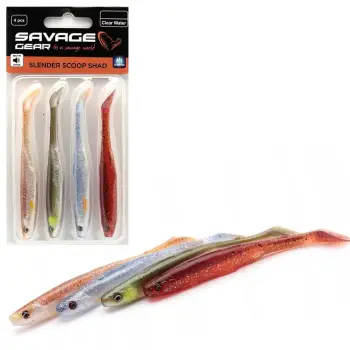 SAVAGE GEAR Slender Scoop Shad 11cm 7g Clear Water Mix 4pcs