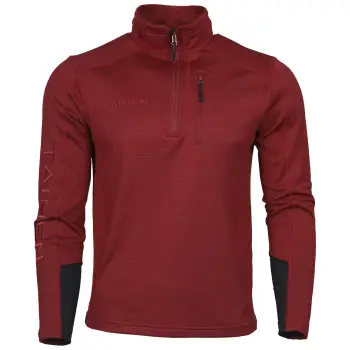 TAIMEN Uilgan Grid Fleece Top - Pomegranate 1
