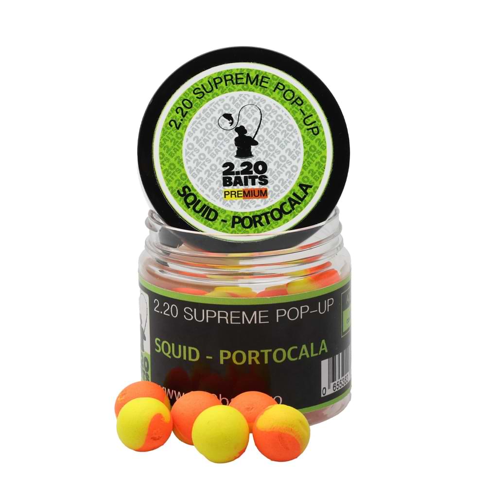 2.20 Baits Pop-Up Supreme Yellow - Orange 16 mm Squid & Orange 100 ml