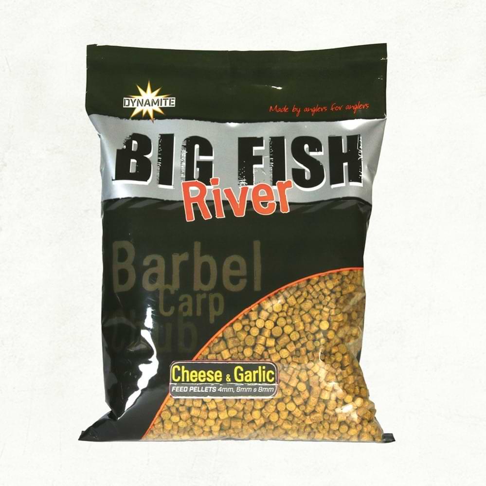 DYNAMITE BAITS Big Fish River Cheese and Garlic Pellets 4, 6, 8mm 1.8kg