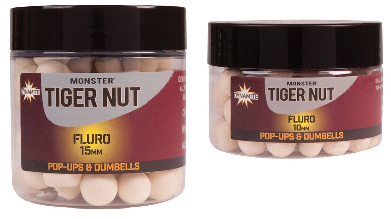 DYNAMITE BAITS Monster Tiger Nut White Fluro Pop-Ups and Dumbells