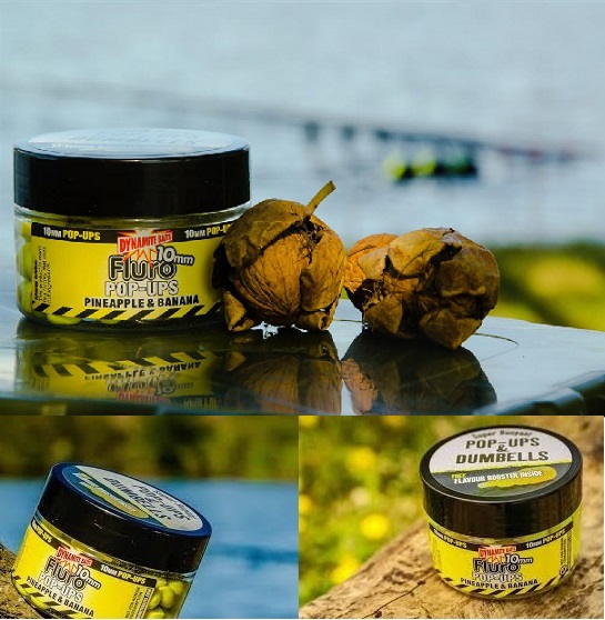 DYNAMITE BAITS Pineapple Banana Fluro Pop-Ups - Dumbells