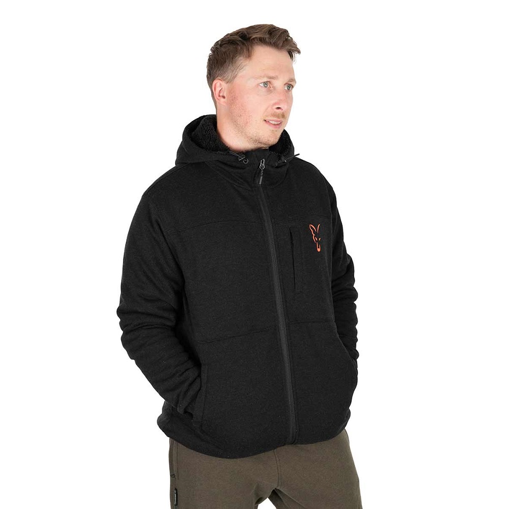 FOX Collection Sherpa Jacket Black and Orange