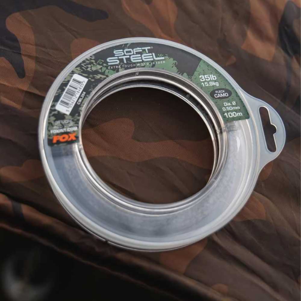 FOX Soft Steel Fleck Camo Leader 100m