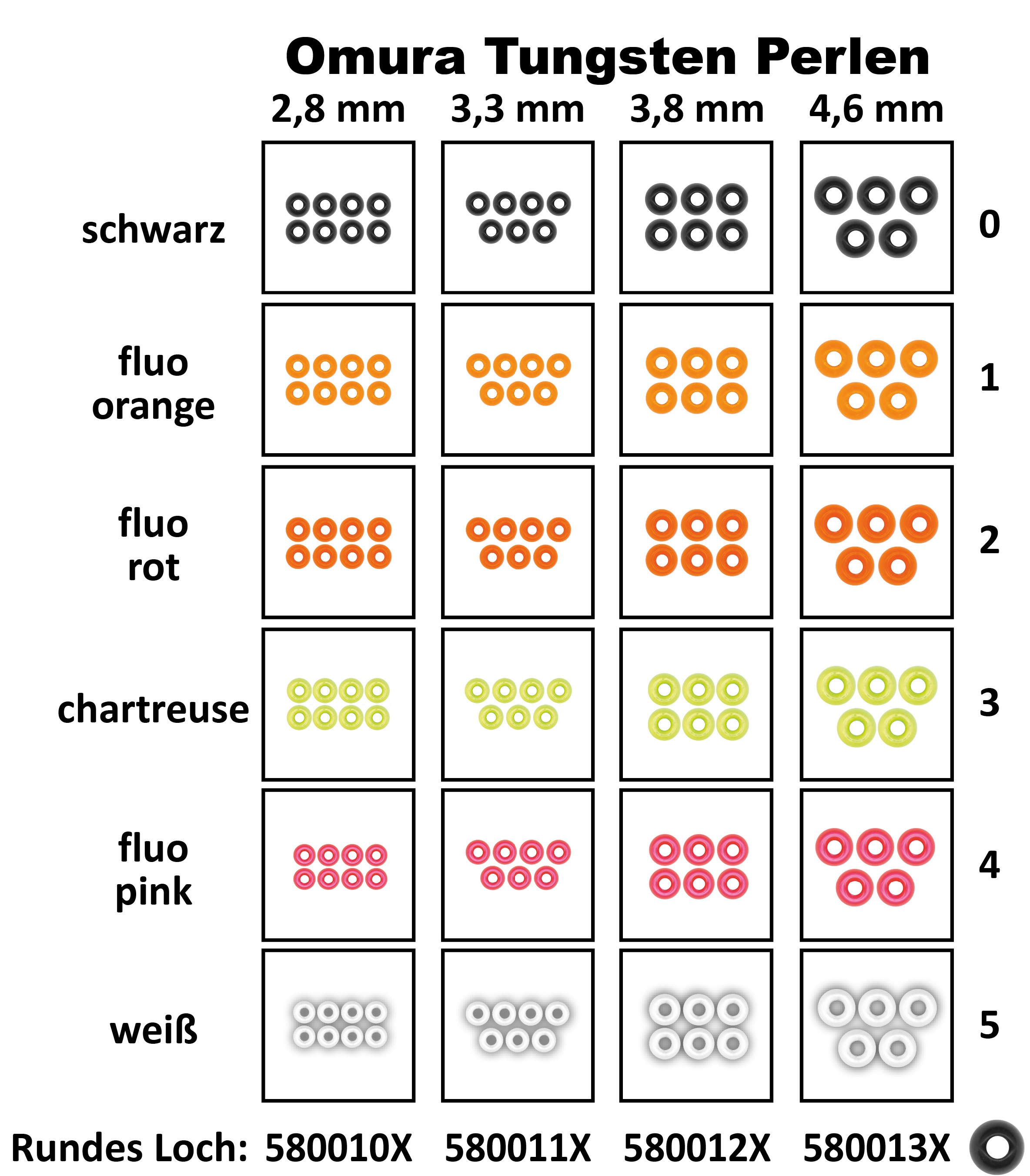 FTM Tungsten Bead Omura Round Hole - Ø 3,8mm