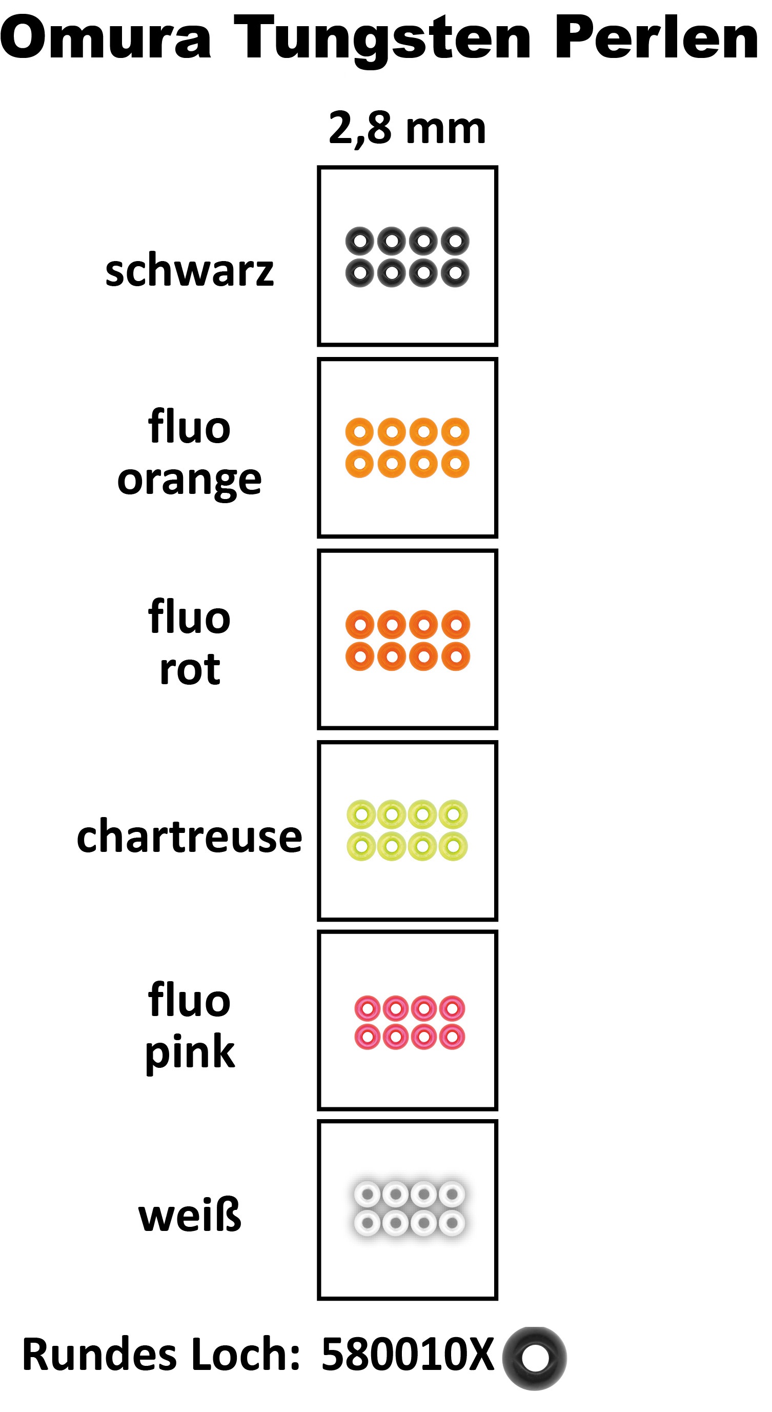 FTM Tungsten Bead Omura Round Hole - Ø 2,8mm
