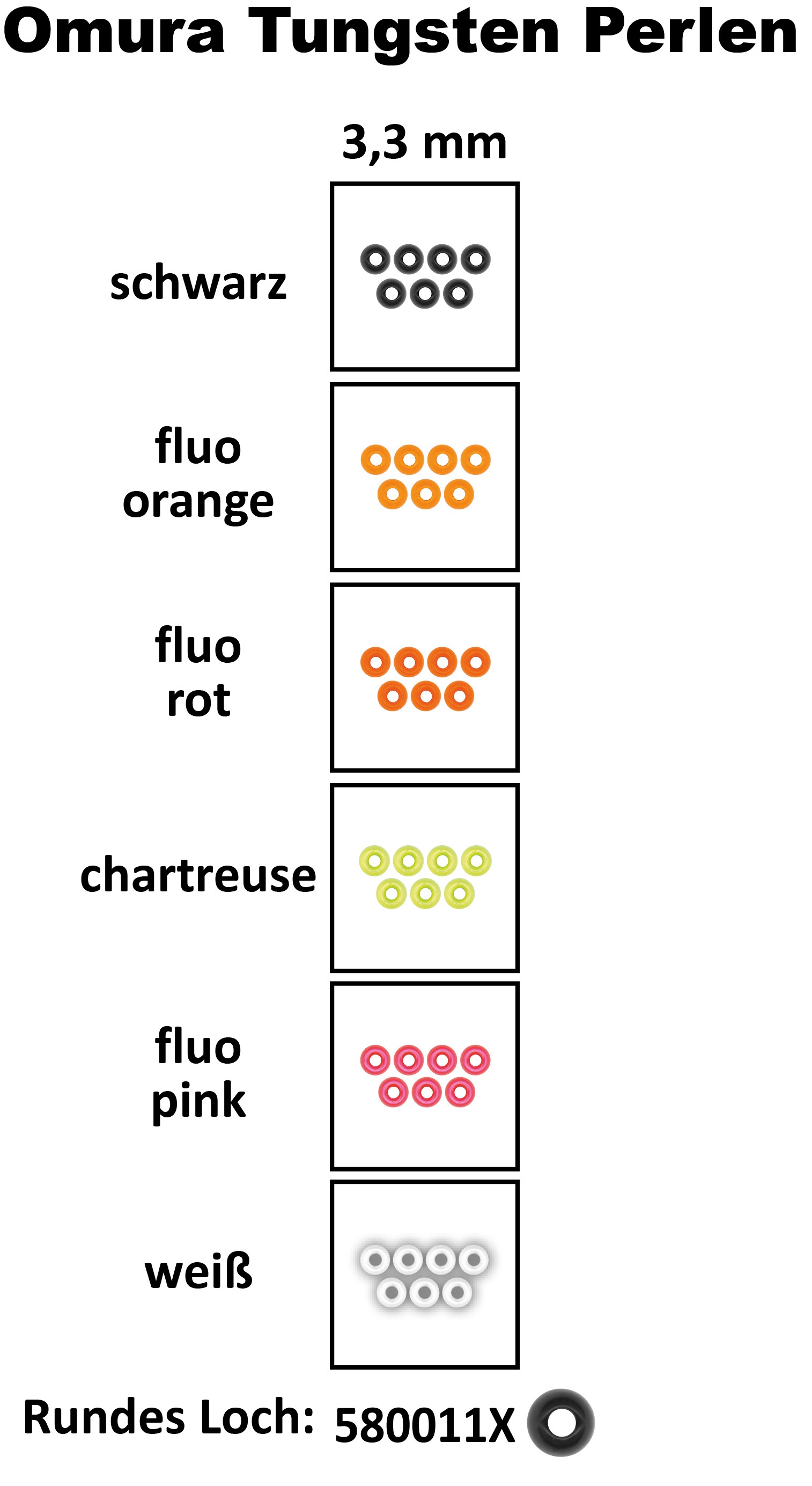 FTM Tungsten Bead Omura Round Hole - Ø 3,3mm