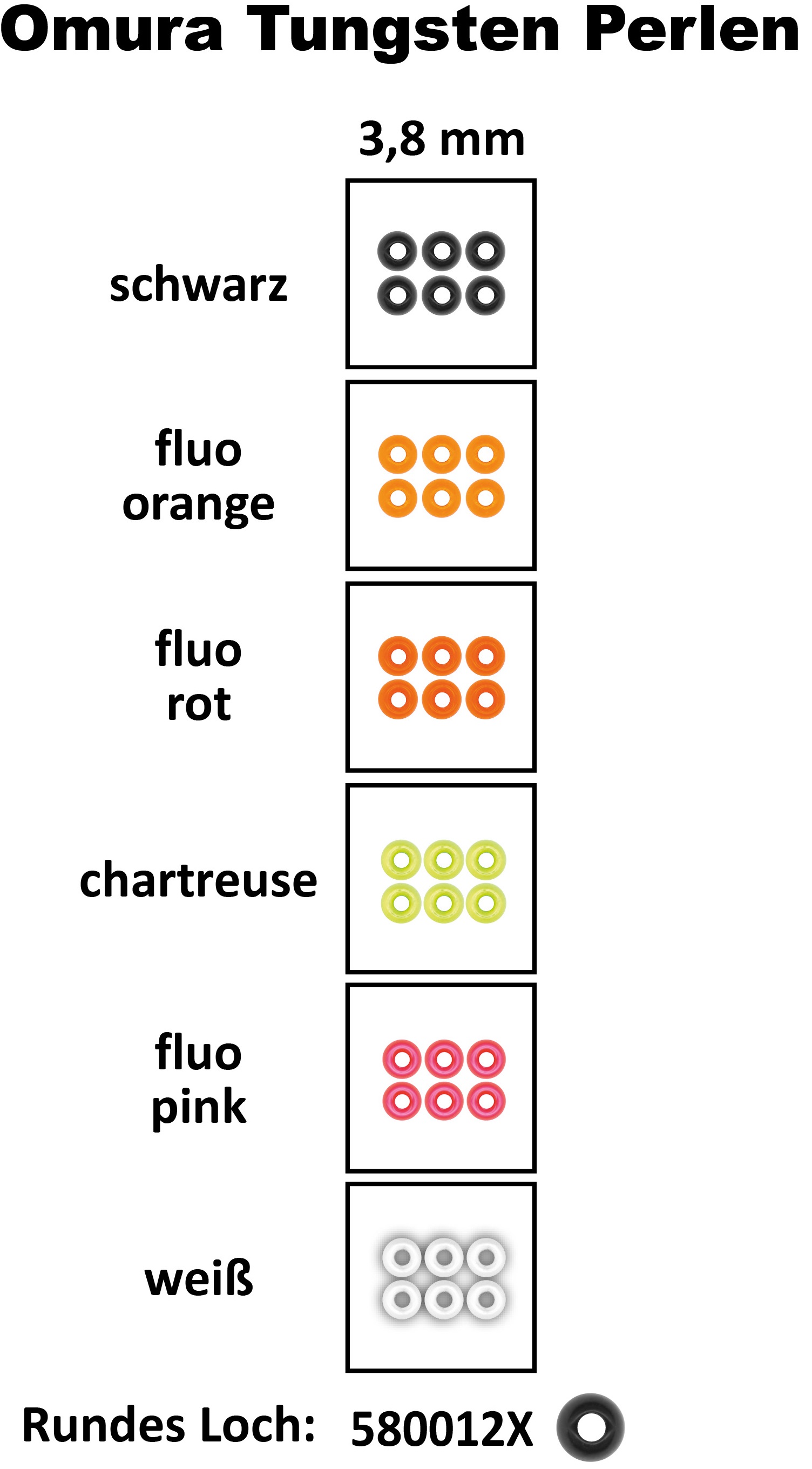 FTM Tungsten Bead Omura Round Hole - Ø 3,8mm