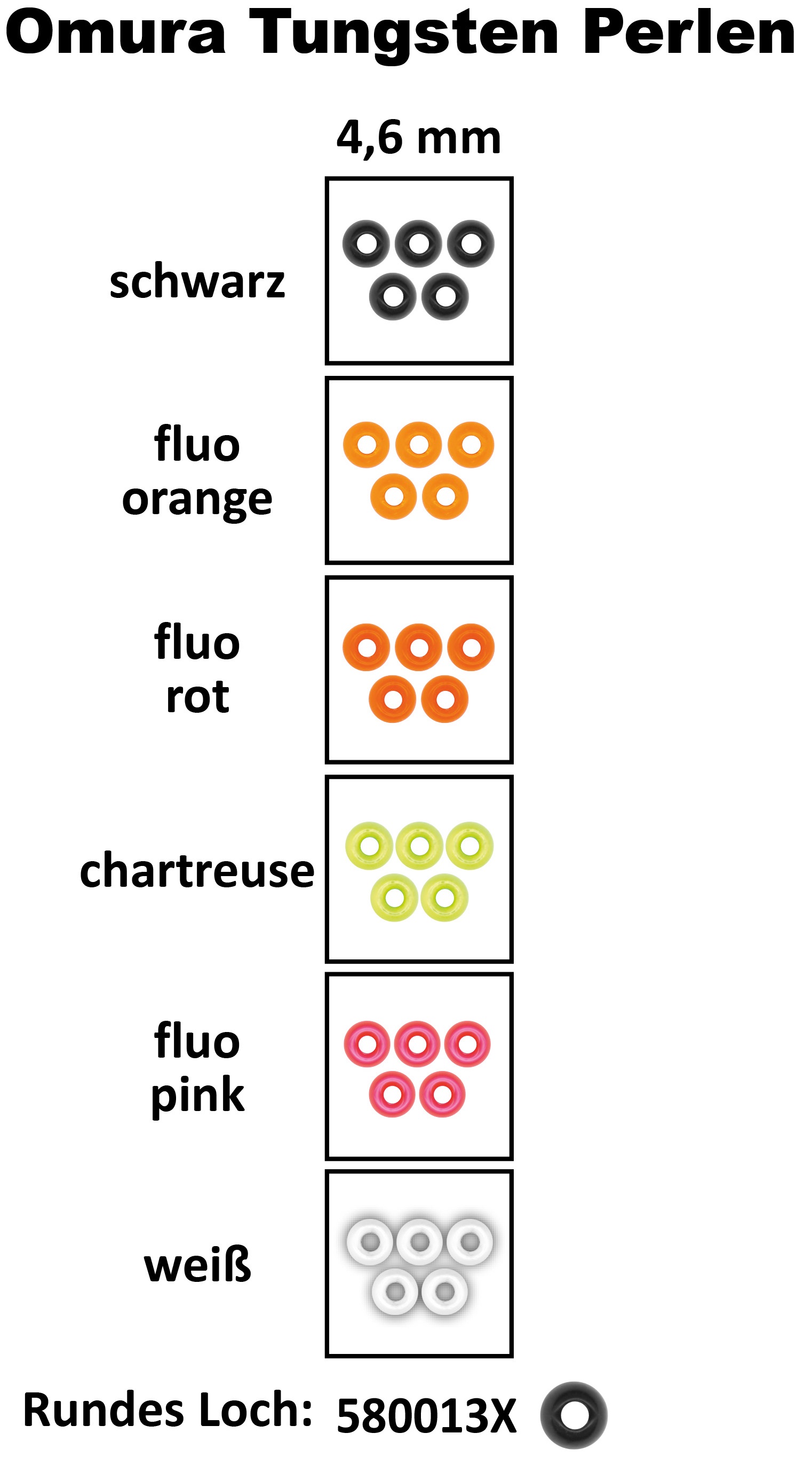 FTM Tungsten Bead Omura Round Hole - Ø 4,6mm