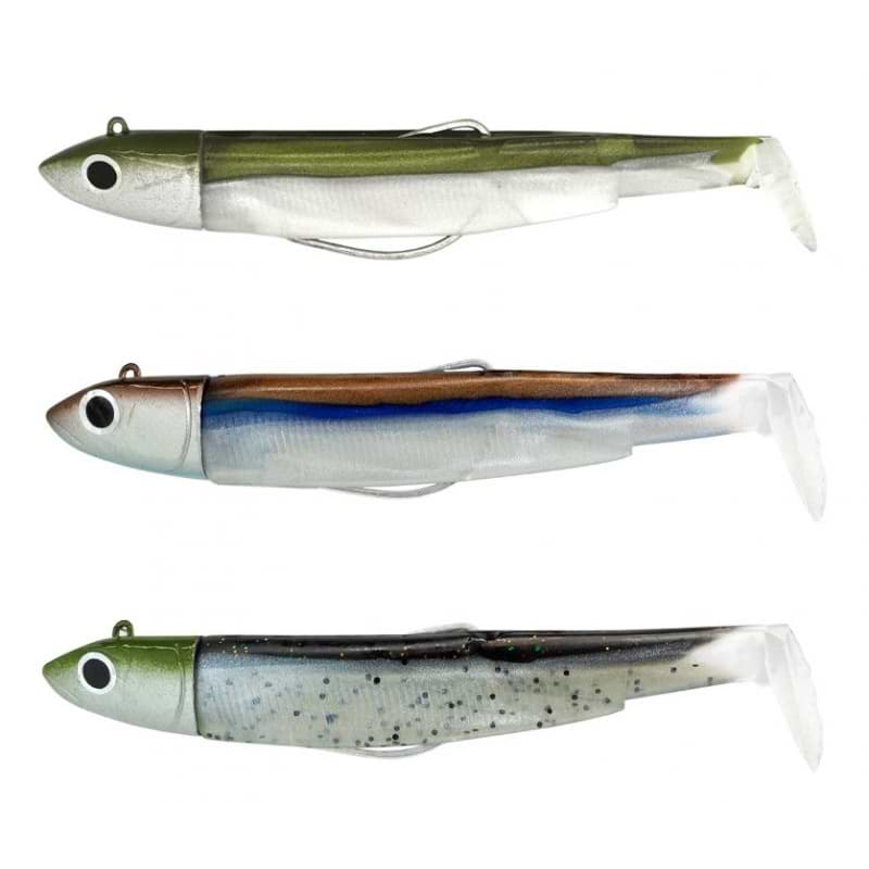 FIIISH Black Minnow No3 Maxi Combo Jig Head 3-25g - 3 Lure Bodies 12cm