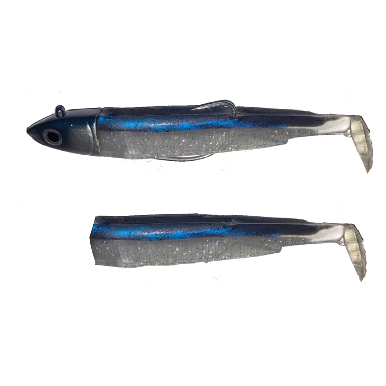 FIIISH Black Minnow No3 Combo Jig Head 25g - 2 Lure Bodies 12cm