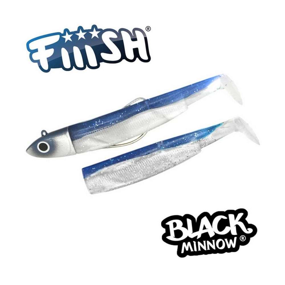 FIIISH Black Minnow No5 Combo Jig Head 60g - 2 Lure Bodies 16cm