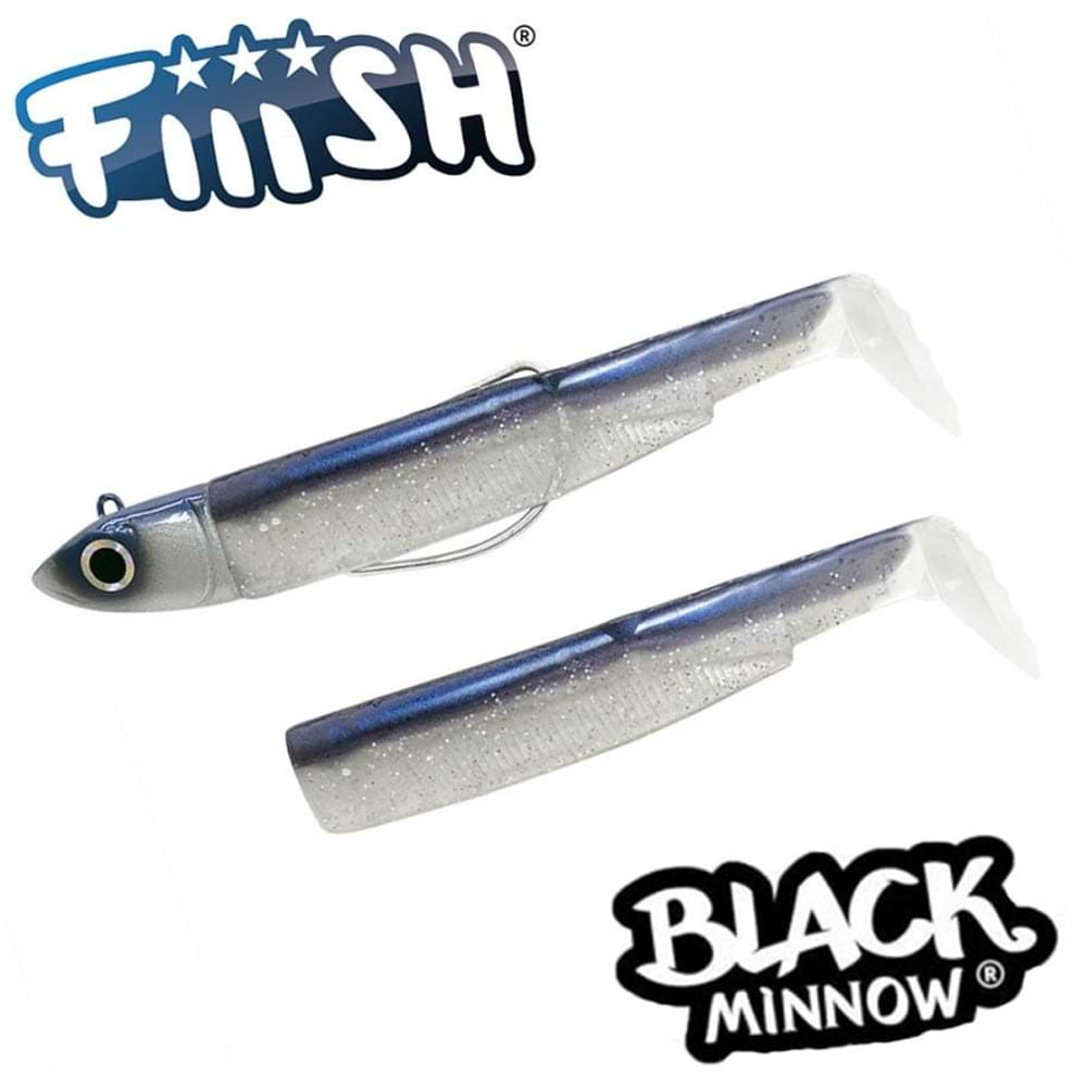 FIIISH Black Minnow No1 Combo Jig Head 6g - 2 Lure Bodies 7cm