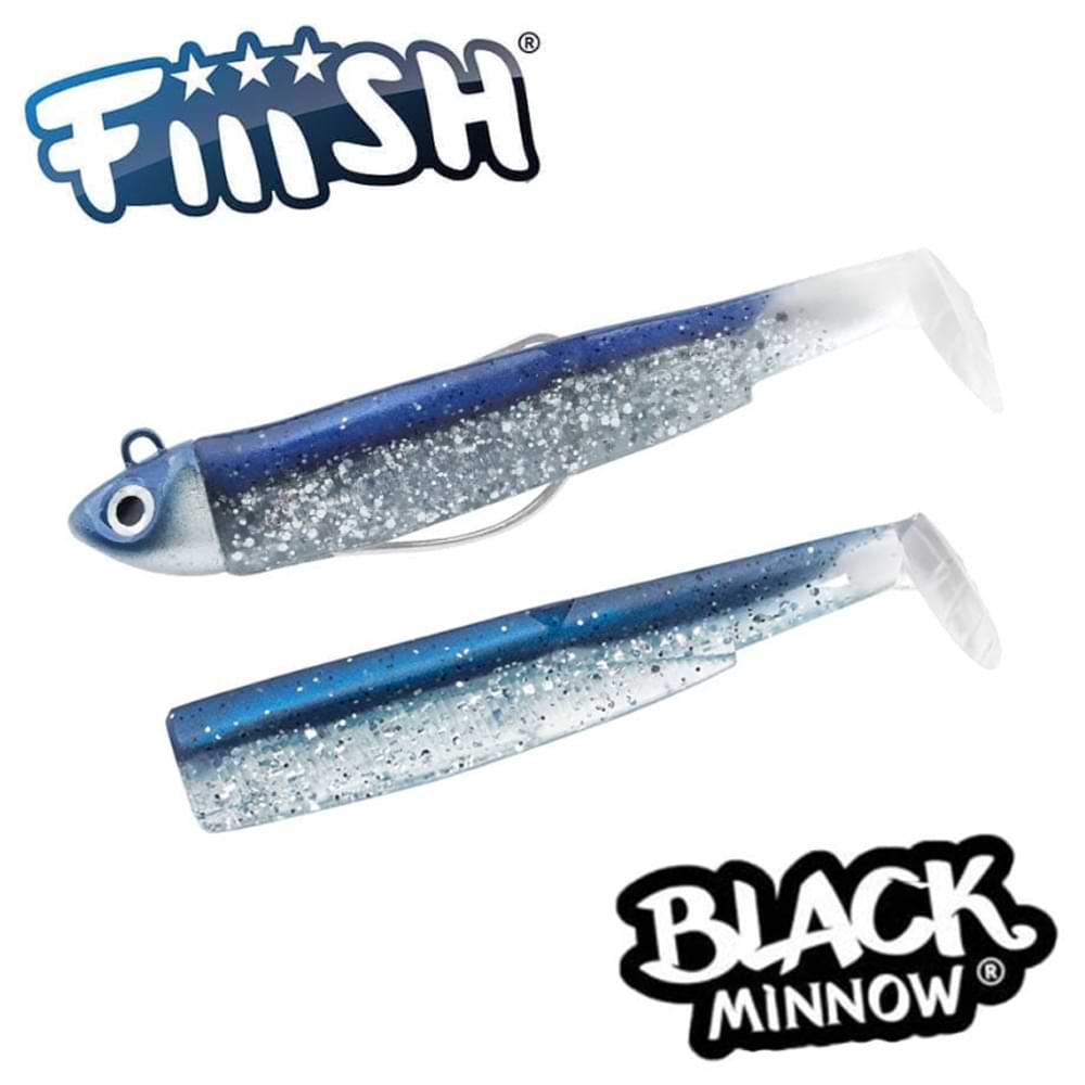 FIIISH Black Minnow No2.5 Combo Jig Head 12g - 2 Lure Bodies 10.5cm