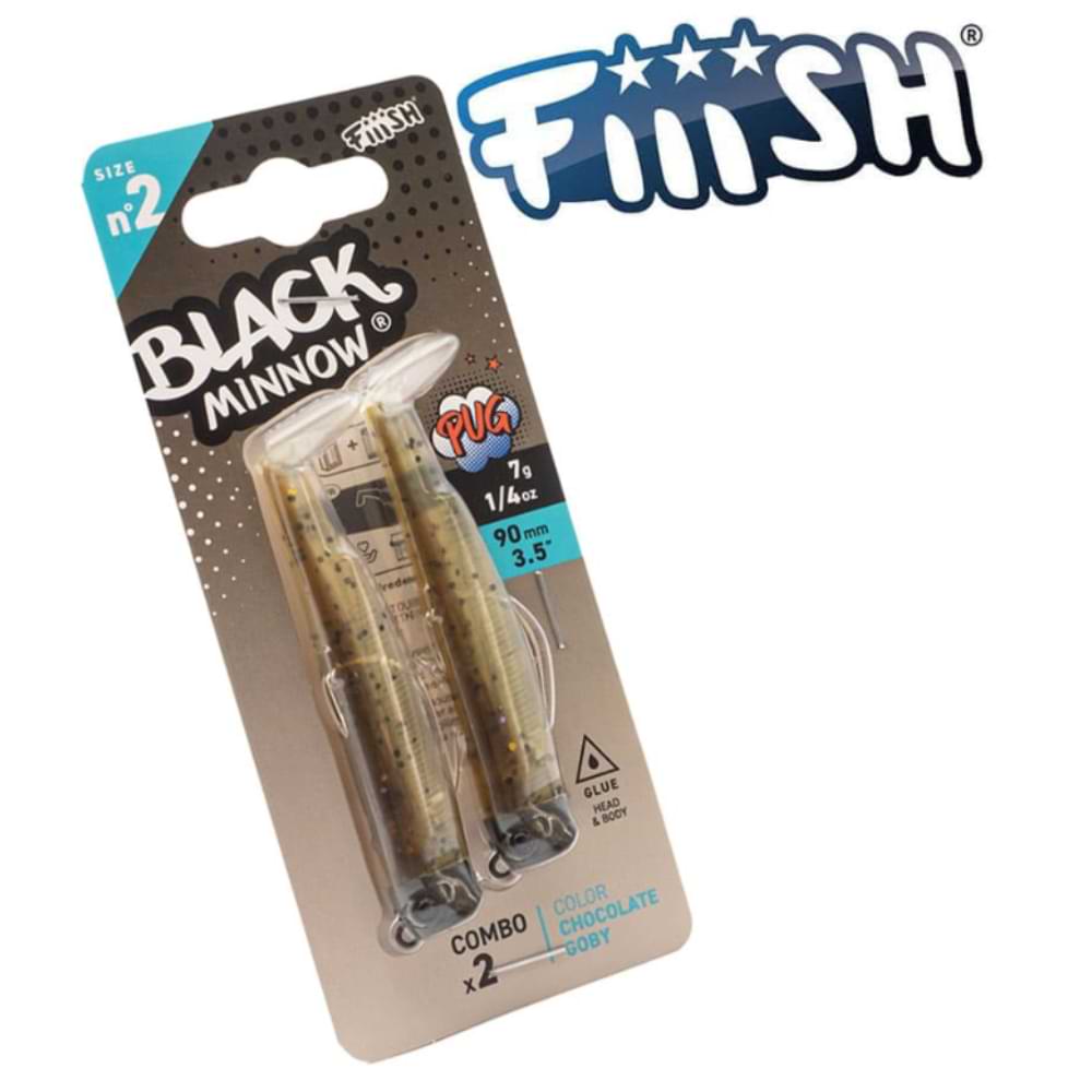 FIIISH Black Minnow No2 Double Combo 2 Jig Heads 7g - 2 Lure Bodies 9cm
