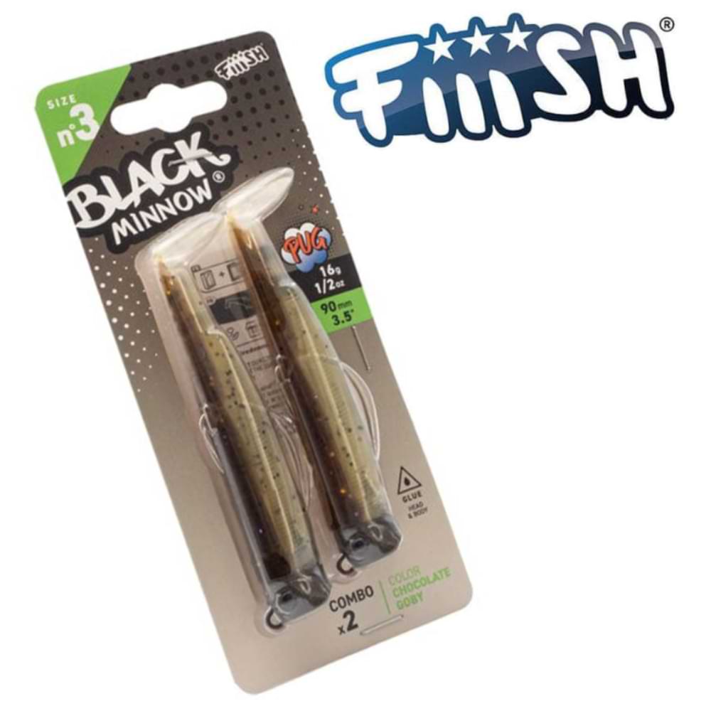 FIIISH Black Minnow No3 Double Combo 2 Jig Heads 16g - 2 Lure Bodies 12cm