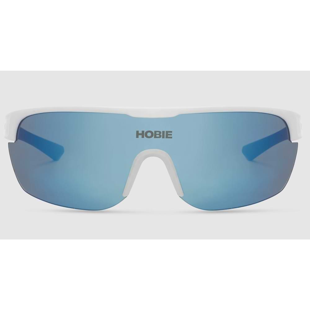 HOBIE Echo Sunglasses - Satin White-Blue with Grey-Cobalt Mirror
