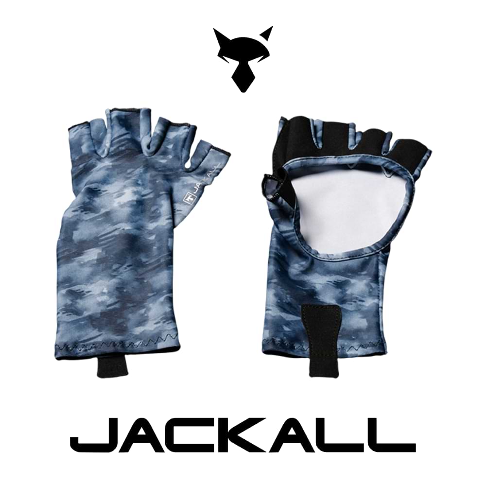 JACKALL Cool Touch UV Cut Gloves - Gray Camouflage