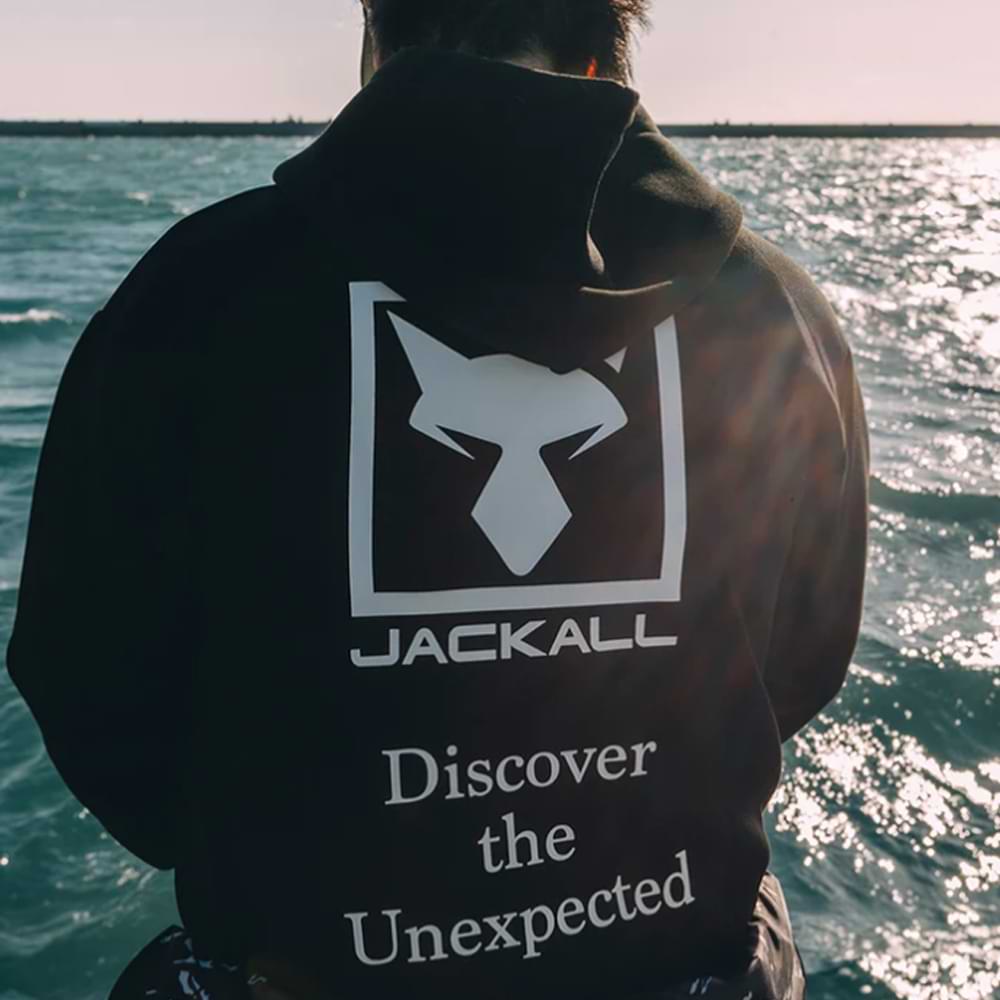 JACKALL Jersey Zip Up Logo Hoodie - Black