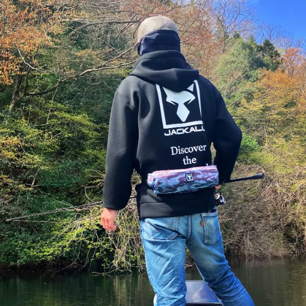 JACKALL Jersey Zip Up Logo Hoodie - Black