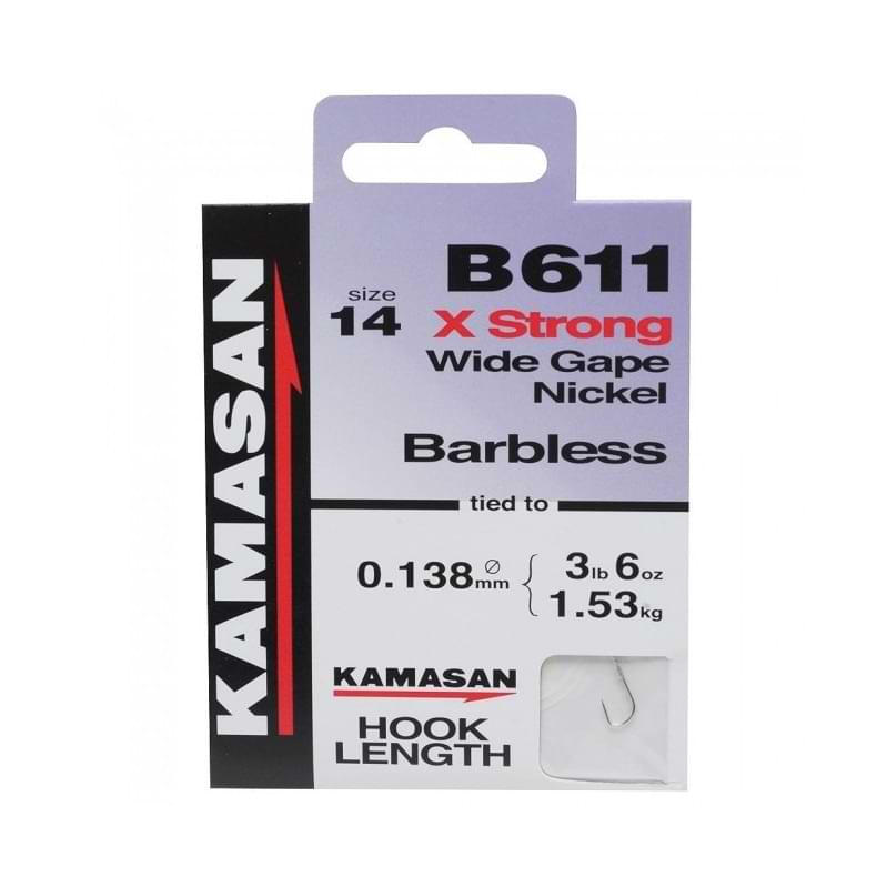 KAMASAN B611 Hooks To Nylon Barbless