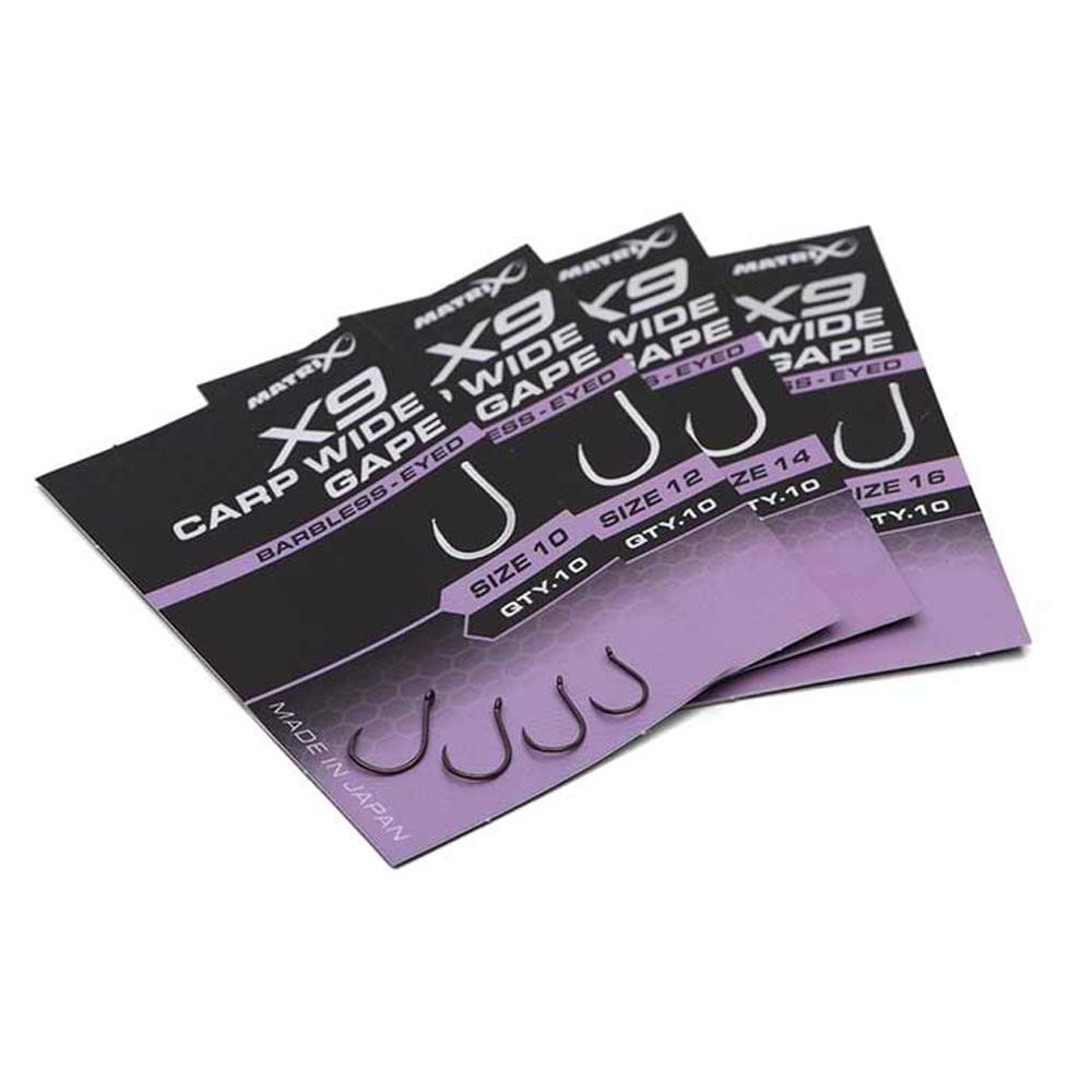 MATRIX X9 Carp Wide Gape Barbless Eyed